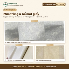 Giấy kraft vàng nến in logo 65x32cm 28gsm – 1 mặt bóng 1 mặt nhám, gói lót đồ ăn F&B, quần áo, phụ kiện, in từ 100 tờ