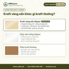 Giấy kraft vàng nến in logo 65x48cm 28gsm – 1 mặt bóng 1 mặt nhám, gói hộp bánh, combo đồ ăn, áo gấp, in từ 100 tờ