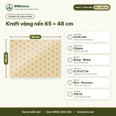 Giấy kraft vàng nến in logo 65x48cm 28gsm – 1 mặt bóng 1 mặt nhám, gói hộp bánh, combo đồ ăn, áo gấp, in từ 100 tờ