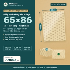 Giấy kraft vàng nến in logo 65x86cm 28gsm khổ lớn – 1 mặt bóng 1 mặt nhám, bọc hộp quà, lót khay tiệc, in từ 100 tờ