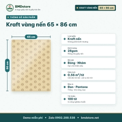 Giấy kraft vàng nến in logo 65x86cm 28gsm khổ lớn – 1 mặt bóng 1 mặt nhám, bọc hộp quà, lót khay tiệc, in từ 100 tờ