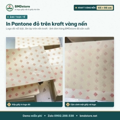 Giấy kraft vàng nến in logo 65x86cm 28gsm khổ lớn – 1 mặt bóng 1 mặt nhám, bọc hộp quà, lót khay tiệc, in từ 100 tờ