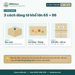 Giấy kraft vàng nến in logo 65x86cm 28gsm khổ lớn – 1 mặt bóng 1 mặt nhám, bọc hộp quà, lót khay tiệc, in từ 100 tờ