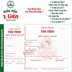 Biên Nhận Cầm Đồ 1 liên-Bloc 2 (in sẵn) & Bloc 6 (chọn mẫu in tên) hoặc theo thiết kế