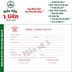 Biên Nhận Cầm Đồ 1 liên-Bloc 2 (in sẵn) & Bloc 6 (chọn mẫu in tên) hoặc theo thiết kế