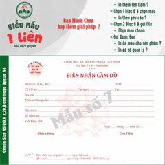 Biên Nhận Cầm Đồ 1 liên-Bloc 2 (in sẵn) & Bloc 6 (chọn mẫu in tên) hoặc theo thiết kế