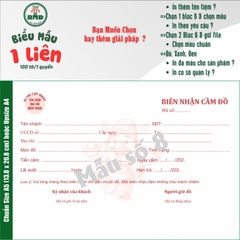 Biên Nhận Cầm Đồ 1 liên-Bloc 2 (in sẵn) & Bloc 6 (chọn mẫu in tên) hoặc theo thiết kế