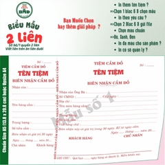 Biên Nhận Cầm Đồ 2 liên-Bloc 2 (in sẵn) & Bloc 6 (chọn mẫu in tên) hoặc theo thiết kế