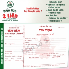 Biên Nhận Cầm Đồ 2 liên-Bloc 2 (in sẵn) & Bloc 6 (chọn mẫu in tên) hoặc theo thiết kế
