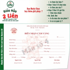 Biên Nhận Cầm Đồ 2 liên-Bloc 2 (in sẵn) & Bloc 6 (chọn mẫu in tên) hoặc theo thiết kế