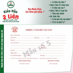 Biên Nhận Cầm Đồ 2 liên-Bloc 2 (in sẵn) & Bloc 6 (chọn mẫu in tên) hoặc theo thiết kế