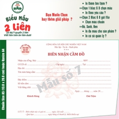 Biên Nhận Cầm Đồ 2 liên-Bloc 2 (in sẵn) & Bloc 6 (chọn mẫu in tên) hoặc theo thiết kế