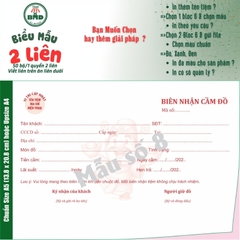 Biên Nhận Cầm Đồ 2 liên-Bloc 2 (in sẵn) & Bloc 6 (chọn mẫu in tên) hoặc theo thiết kế