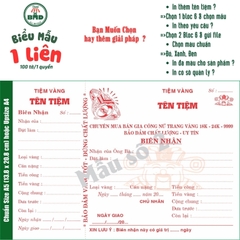 Biên Nhận tiệm vàng 1 liên-Bloc 2 (in sẵn) & Bloc 6 (chọn mẫu in tên) hoặc theo thiết kế