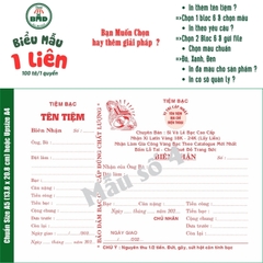 Biên Nhận tiệm vàng 1 liên-Bloc 2 (in sẵn) & Bloc 6 (chọn mẫu in tên) hoặc theo thiết kế