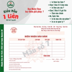 Biên Nhận tiệm vàng 1 liên-Bloc 2 (in sẵn) & Bloc 6 (chọn mẫu in tên) hoặc theo thiết kế