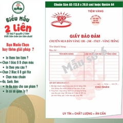 Biên Nhận tiệm vàng 2 liên-Bloc 2 (in sẵn) & Bloc 6 (chọn mẫu in tên) hoặc theo thiết kế