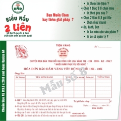 Biên Nhận tiệm vàng 2 liên-Bloc 2 (in sẵn) & Bloc 6 (chọn mẫu in tên) hoặc theo thiết kế