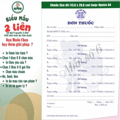 Đơn thuốc 2 liên-Bloc 2 (in sẵn) & Bloc 6 (chọn mẫu in tên) hoặc theo thiết kế