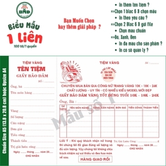 Giấy Bảo Đảm tiệm vàng 1 liên-Bloc 2 (in sẵn) & Bloc 6 (chọn mẫu in tên) hoặc theo thiết kế