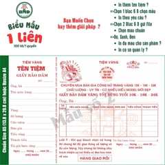 Giấy Bảo Đảm tiệm vàng 1 liên-Bloc 2 (in sẵn) & Bloc 6 (chọn mẫu in tên) hoặc theo thiết kế