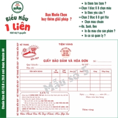 Giấy Bảo Đảm tiệm vàng 1 liên-Bloc 2 (in sẵn) & Bloc 6 (chọn mẫu in tên) hoặc theo thiết kế