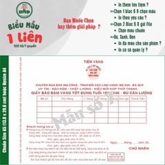 Giấy Bảo Đảm tiệm vàng 1 liên-Bloc 2 (in sẵn) & Bloc 6 (chọn mẫu in tên) hoặc theo thiết kế