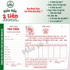 Giấy Bảo Đảm tiệm vàng 2 liên-Bloc 2 (in sẵn) & Bloc 6 (chọn mẫu in tên) hoặc theo thiết kế