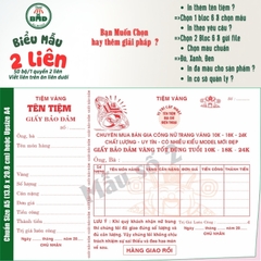 Giấy Bảo Đảm tiệm vàng 2 liên-Bloc 2 (in sẵn) & Bloc 6 (chọn mẫu in tên) hoặc theo thiết kế