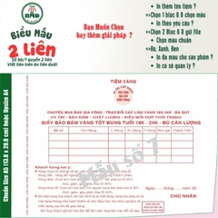 Giấy Bảo Đảm tiệm vàng 2 liên-Bloc 2 (in sẵn) & Bloc 6 (chọn mẫu in tên) hoặc theo thiết kế