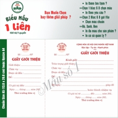 Giấy Giới Thiệu 1 liên-Bloc 2 (in sẵn) & Bloc 6 (chọn mẫu in tên) hoặc theo thiết kế