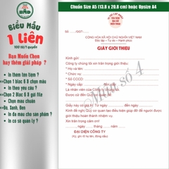 Giấy Giới Thiệu 1 liên-Bloc 2 (in sẵn) & Bloc 6 (chọn mẫu in tên) hoặc theo thiết kế