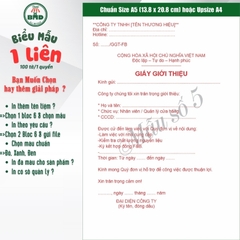 Giấy Giới Thiệu 1 liên-Bloc 2 (in sẵn) & Bloc 6 (chọn mẫu in tên) hoặc theo thiết kế