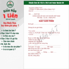 Giấy Giới Thiệu 1 liên-Bloc 2 (in sẵn) & Bloc 6 (chọn mẫu in tên) hoặc theo thiết kế