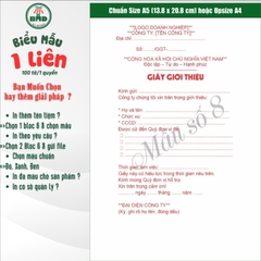 Giấy Giới Thiệu 1 liên-Bloc 2 (in sẵn) & Bloc 6 (chọn mẫu in tên) hoặc theo thiết kế