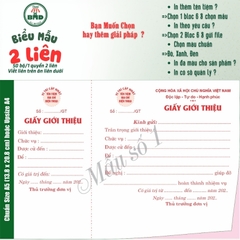 Giấy Giới Thiệu 2 liên-Bloc 2 (in sẵn) & Bloc 6 (chọn mẫu in tên) hoặc theo thiết kế