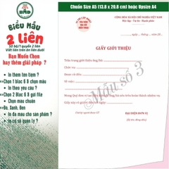 Giấy Giới Thiệu 2 liên-Bloc 2 (in sẵn) & Bloc 6 (chọn mẫu in tên) hoặc theo thiết kế
