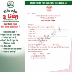 Giấy Giới Thiệu 2 liên-Bloc 2 (in sẵn) & Bloc 6 (chọn mẫu in tên) hoặc theo thiết kế
