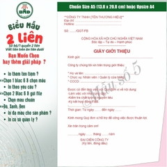 Giấy Giới Thiệu 2 liên-Bloc 2 (in sẵn) & Bloc 6 (chọn mẫu in tên) hoặc theo thiết kế