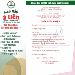 Giấy Giới Thiệu 2 liên-Bloc 2 (in sẵn) & Bloc 6 (chọn mẫu in tên) hoặc theo thiết kế