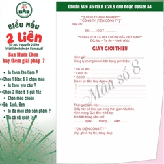 Giấy Giới Thiệu 2 liên-Bloc 2 (in sẵn) & Bloc 6 (chọn mẫu in tên) hoặc theo thiết kế