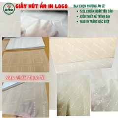 Giấy hút ẩm gói-lót sản phẩm quần áo-giầy dép-túi thời trang chuẩn size 48x70cm in logo (kiểu gói cỡ vừa)