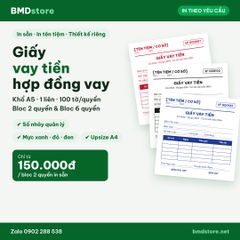 Giấy vay tiền hợp đồng vay tiền A5 1 liên BMDstore