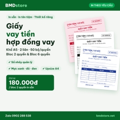 Giấy Vay Tiền, Hợp Đồng Vay Tiền A5 2 Liên Carbonless – In Tên Tiệm, Đánh Số Nhảy | Bloc 2 & Bloc 6 | 7 Mẫu Có Sẵn
