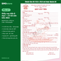 Giấy Vay Tiền, Hợp Đồng Vay Tiền A5 2 Liên Carbonless – In Tên Tiệm, Đánh Số Nhảy | Bloc 2 & Bloc 6 | 7 Mẫu Có Sẵn