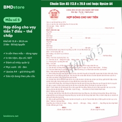 Giấy Vay Tiền, Hợp Đồng Vay Tiền A5 2 Liên Carbonless – In Tên Tiệm, Đánh Số Nhảy | Bloc 2 & Bloc 6 | 7 Mẫu Có Sẵn