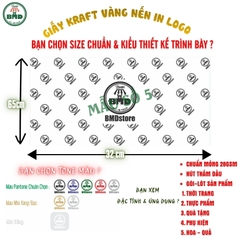 Giấy Kraft vàng nến (hút thấm dầu) gói-lót Thực Phẩm nóng lạnh-Thời Trang-Phụ Kiện-Quà Tặng chuẩn size 65x32cm in logo (kiểu quấn vòng)