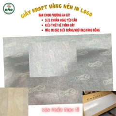 Giấy Kraft vàng nến (hút thấm dầu) gói-lót Thực Phẩm nóng lạnh-Thời Trang-Phụ Kiện-Quà Tặng chuẩn size 65x32cm in logo (kiểu quấn vòng)