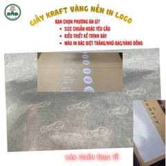 Giấy Kraft vàng nến (hút thấm dầu) gói-lót Thực Phẩm nóng lạnh-Thời Trang-Phụ Kiện-Quà Tặng chuẩn size 65x48cm in logo (kiểu gói cỡ vừa)