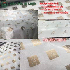Giấy nến gói-lót sản phẩm quần áo-giầy dép-túi thời trang chuẩn size 65x32cm in logo (kiểu quấn vòng)
